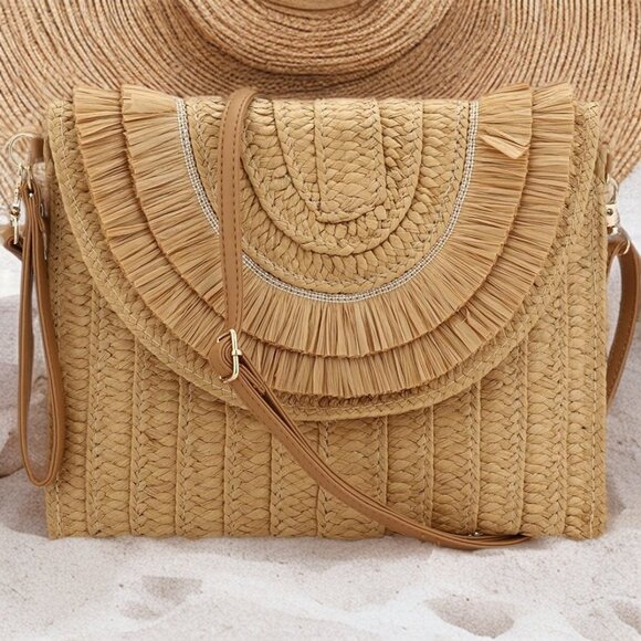 Straw Beach Purse Summer Clutch Crossbody Handbag Shoulder Bag Travel Wallet - Picture 2 of 8